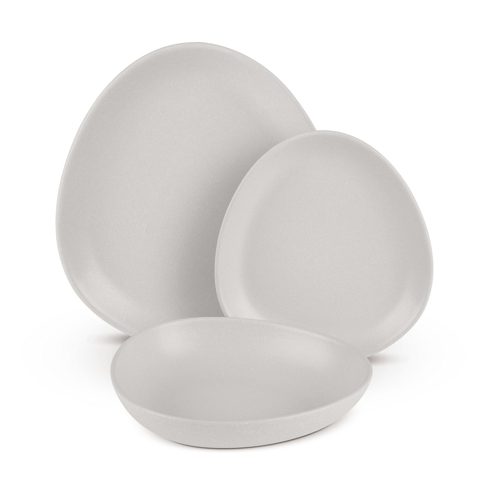 BerlingerHaus Dinnerware Set Matte Cream Oval - 18-Piece / 6 Persons - 6 Dinner Plates, 6 Breakfast Plates and 6 Deep Plates