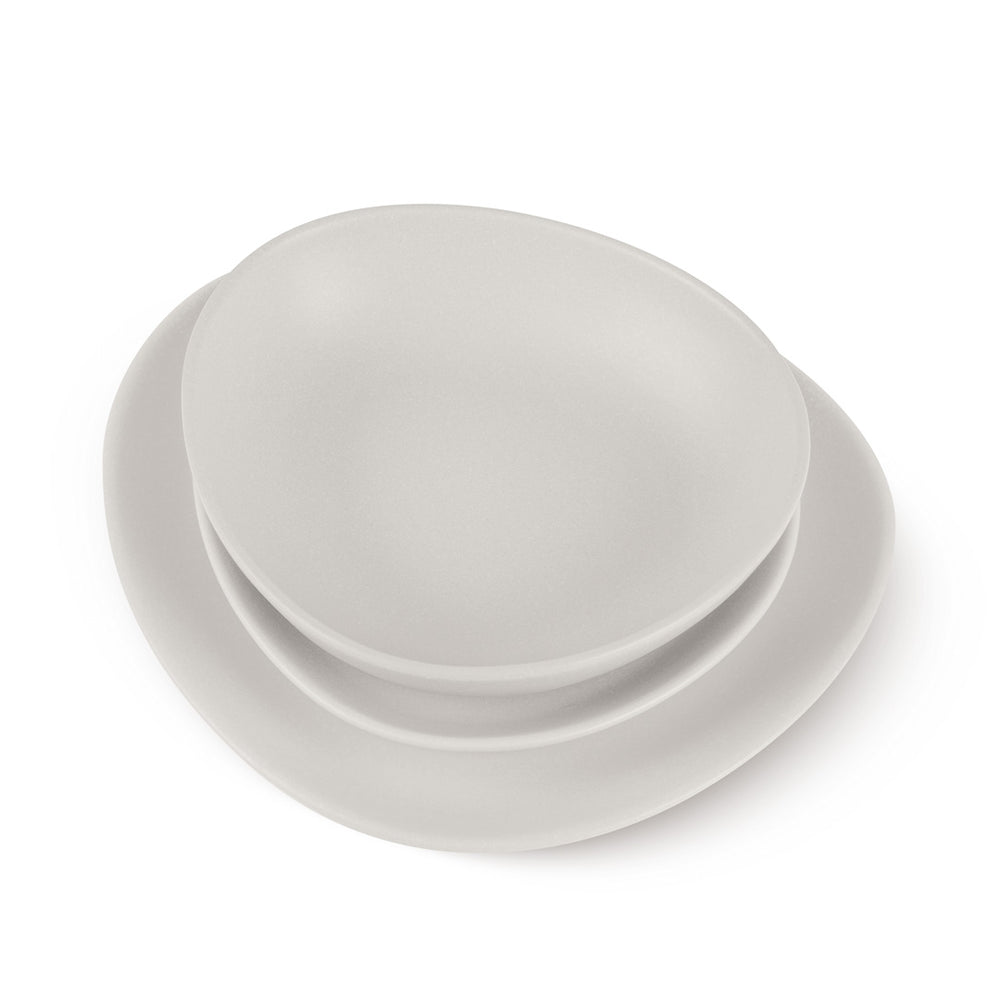 BerlingerHaus Dinnerware Set Matte Cream Oval - 18-Piece / 6 Persons - 6 Dinner Plates, 6 Breakfast Plates and 6 Deep Plates