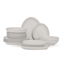 BerlingerHaus Dinnerware Set Matte Cream Oval - 18-Piece / 6 Persons - 6 Dinner Plates, 6 Breakfast Plates and 6 Deep Plates
