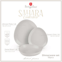 BerlingerHaus Dinnerware Set Matte Cream Oval - 18-Piece / 6 Persons - 6 Dinner Plates, 6 Breakfast Plates and 6 Deep Plates