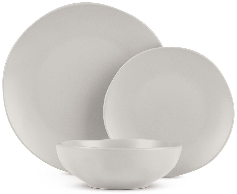 BerlingerHaus Set de Mesa Mate Crema Redonda - 18 Piezas / 6 Personas - 6 platos de cena, 6 platos de desayuno y 6 platos hondos