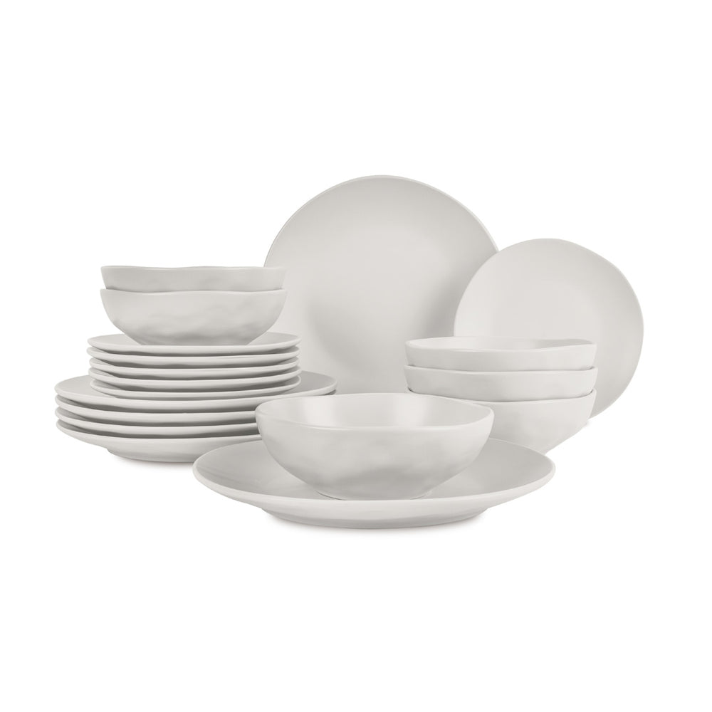 BerlingerHaus Set de Mesa Mate Crema Redonda - 18 Piezas / 6 Personas - 6 platos de cena, 6 platos de desayuno y 6 platos hondos
