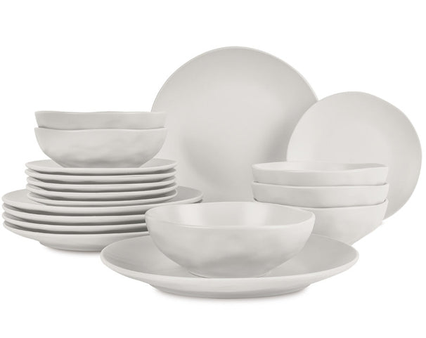 BerlingerHaus Dinnerware Set Matte Cream Round - 18-Piece / 6 Persons - 6 Dinner Plates, 6 Breakfast Plates and 6 Deep Plates