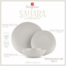 BerlingerHaus Set de Mesa Mate Crema Redonda - 18 Piezas / 6 Personas - 6 platos de cena, 6 platos de desayuno y 6 platos hondos
