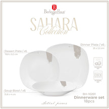 BerlingerHaus Dinnerware Set Cream - 18-Piece / 6 Persons - 6 Dinner Plates, 6 Breakfast Plates and 6 Deep Plates