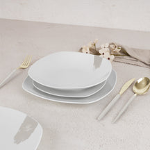 BerlingerHaus Dinnerware Set Cream - 18-Piece / 6 Persons - 6 Dinner Plates, 6 Breakfast Plates and 6 Deep Plates
