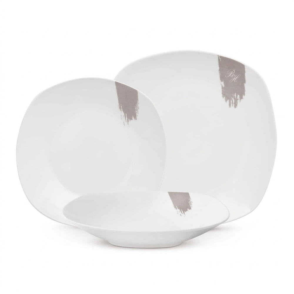 BerlingerHaus Dinnerware Set Taupe - 18-Piece / 6 Persons - 6 Dinner Plates, 6 Breakfast Plates and 6 Deep Plates