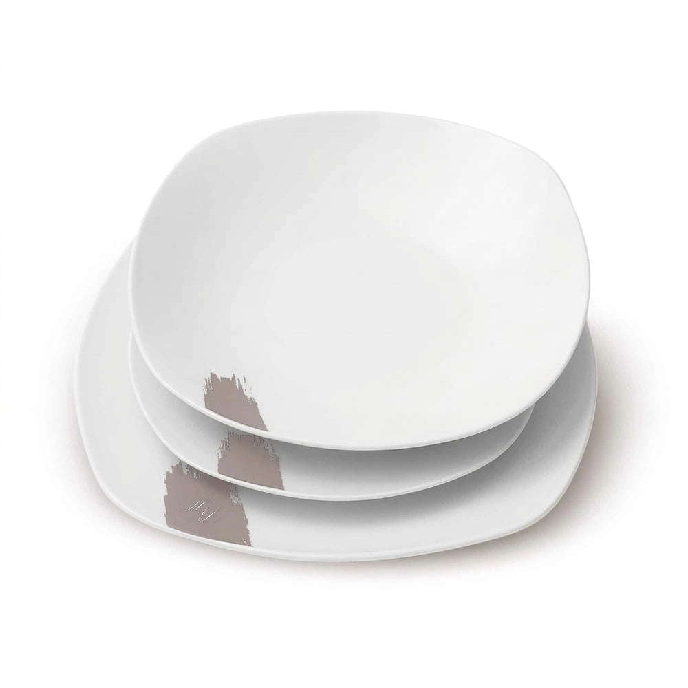 BerlingerHaus Dinnerware Set Taupe - 18-Piece / 6 Persons - 6 Dinner Plates, 6 Breakfast Plates and 6 Deep Plates