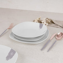 BerlingerHaus Dinnerware Set Taupe - 18-Piece / 6 Persons - 6 Dinner Plates, 6 Breakfast Plates and 6 Deep Plates