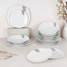 BerlingerHaus Dinnerware Set Taupe - 18-Piece / 6 Persons - 6 Dinner Plates, 6 Breakfast Plates and 6 Deep Plates