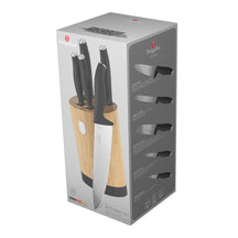 BerlingerHaus Bloque de cuchillos Mate Antracita Redondo 6 piezas - Cuchillo de chef, Cuchillo de pan, Santoku, Cuchillo de oficina & Cuchillo pelador