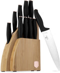 BerlingerHaus Knife Block Black Rose Gold 10-piece - Chef's Knife, Bread Knife, Santoku Knife, Paring Knife, Peeling Knife & 4 Steak Knives