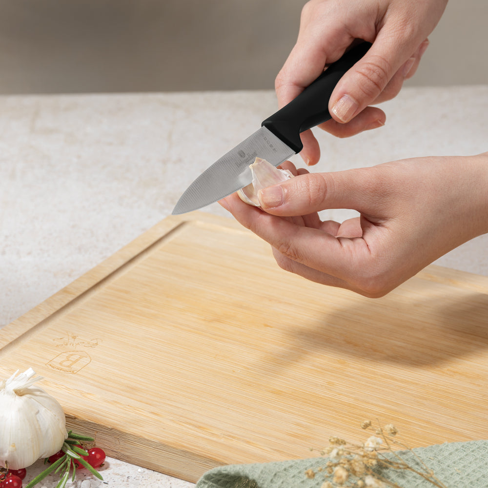 BerlingerHaus Knife Block Black Rose Gold 10-piece - Chef's Knife, Bread Knife, Santoku Knife, Paring Knife, Peeling Knife & 4 Steak Knives