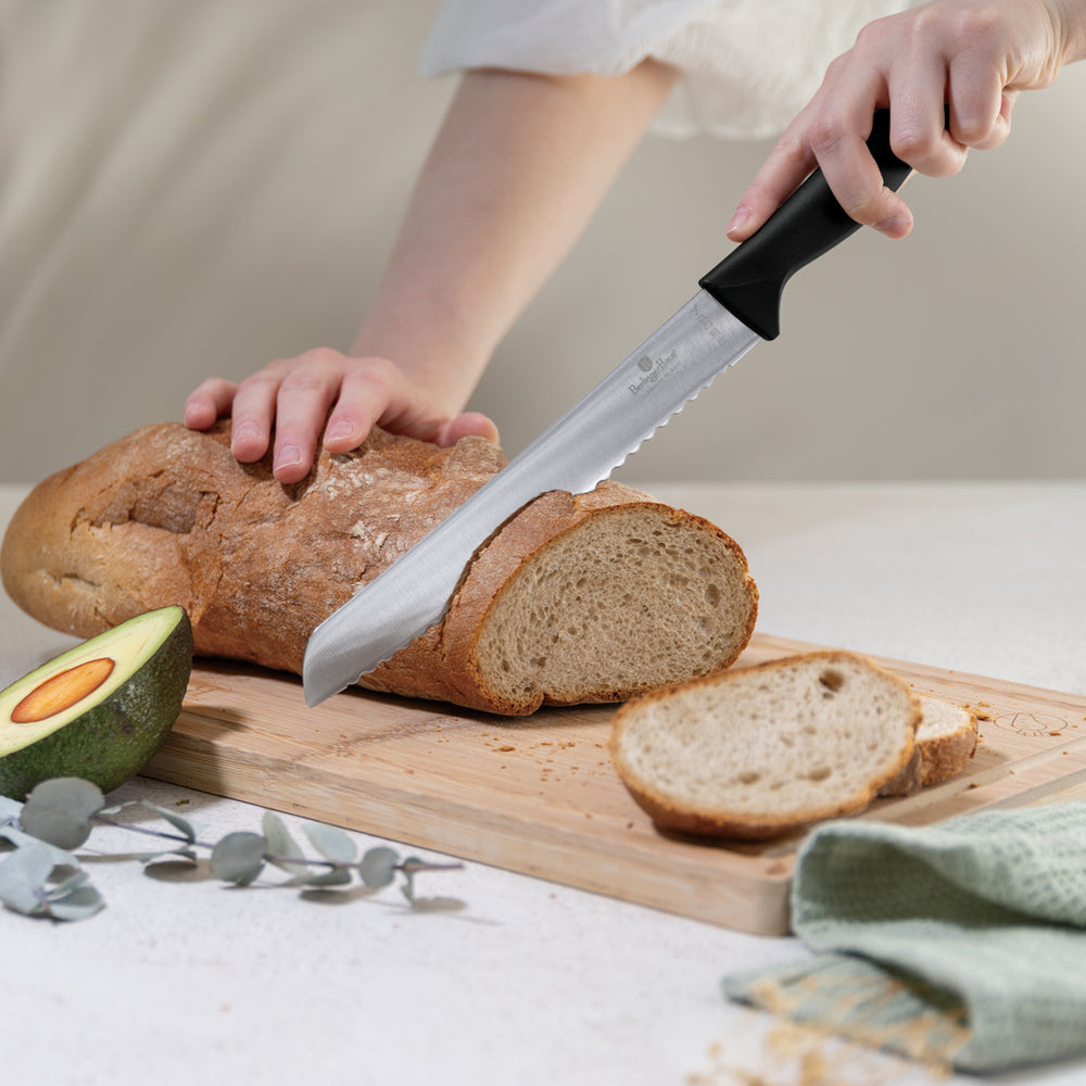 BerlingerHaus Knife Block Black Rose Gold 10-piece - Chef's Knife, Bread Knife, Santoku Knife, Paring Knife, Peeling Knife & 4 Steak Knives