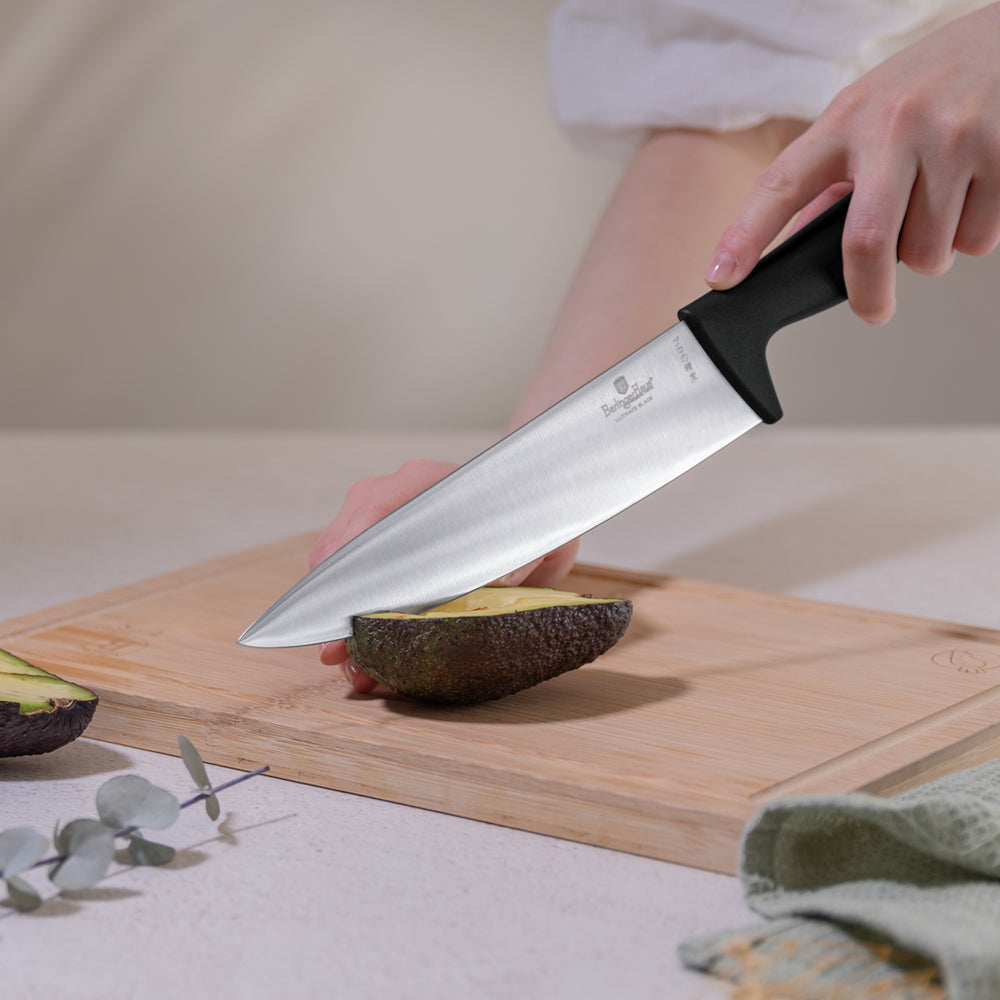 BerlingerHaus Knife Block Black Rose Gold 10-piece - Chef's Knife, Bread Knife, Santoku Knife, Paring Knife, Peeling Knife & 4 Steak Knives