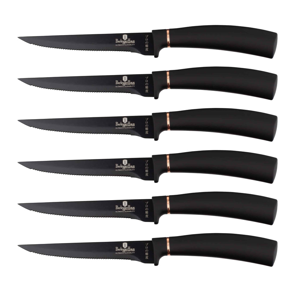 BerlingerHaus Steak Knives Black Rose Gold - Set of 6