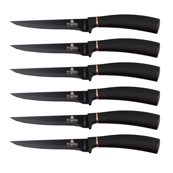 BerlingerHaus Steak Knives Black Rose Gold - Set of 6