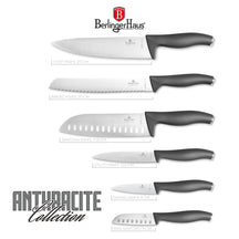 BerlingerHaus Knife Set Matte Anthracite 6-piece - Chef's Knife, Bread Knife, Santoku Knife, Utility Knife, Paring Knife & Mini Santoku Knife