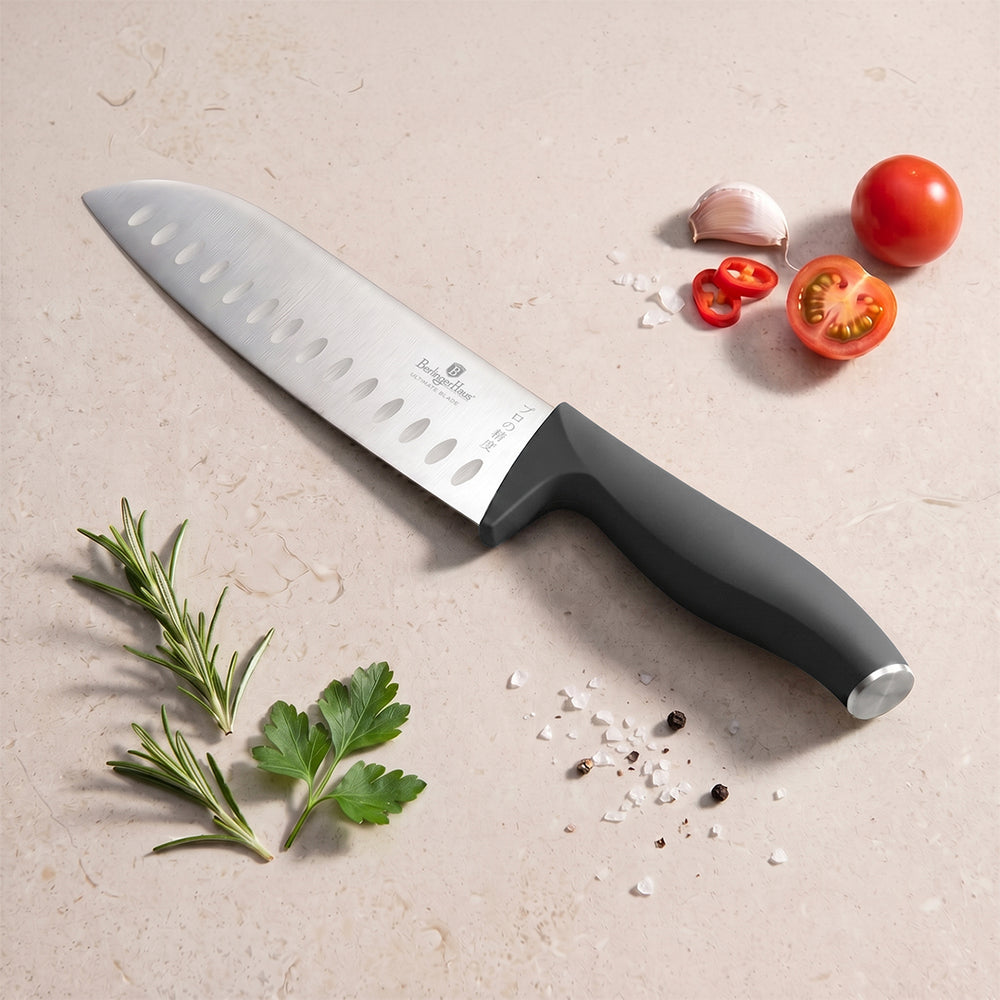 BerlingerHaus Knife Set Matte Anthracite 6-piece - Chef's Knife, Bread Knife, Santoku Knife, Utility Knife, Paring Knife & Mini Santoku Knife