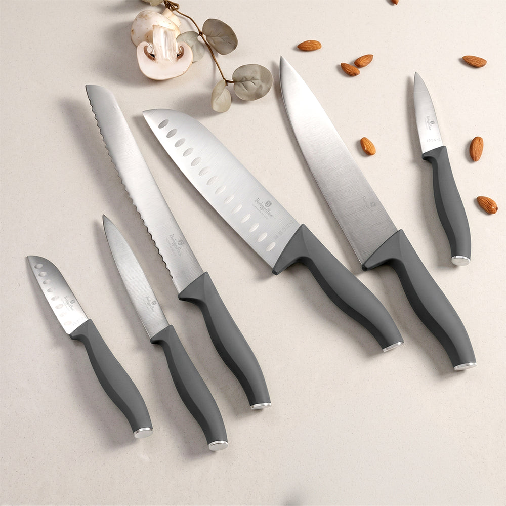 BerlingerHaus Knife Set Matte Anthracite 6-piece - Chef's Knife, Bread Knife, Santoku Knife, Utility Knife, Paring Knife & Mini Santoku Knife