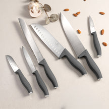BerlingerHaus Knife Set Matte Anthracite 6-piece - Chef's Knife, Bread Knife, Santoku Knife, Utility Knife, Paring Knife & Mini Santoku Knife
