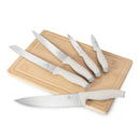 BerlingerHaus Knife Set with Cutting Board Matte Cream 6-piece - Chef's Knife, Bread Knife, Carving Knife, Paring Knife & Peeling Knife