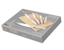 BerlingerHaus Knife Set with Cutting Board Matte Cream 6-piece - Chef's Knife, Bread Knife, Carving Knife, Paring Knife & Peeling Knife