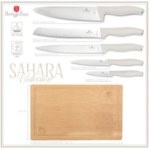BerlingerHaus Knife Set with Cutting Board Matte Cream 6-piece - Chef's Knife, Bread Knife, Carving Knife, Paring Knife & Peeling Knife