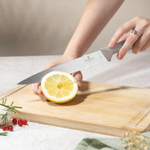 BerlingerHaus Knife Set with Cutting Board Taupe 6-piece - Chef's Knife, Bread Knife, Carving Knife, Utility Knife & Paring Knife