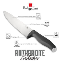 BerlingerHaus Knife Block Matte Anthracite 6-piece - Chef's Knife, Bread Knife, Santoku Knife, Paring Knife & Peeling Knife