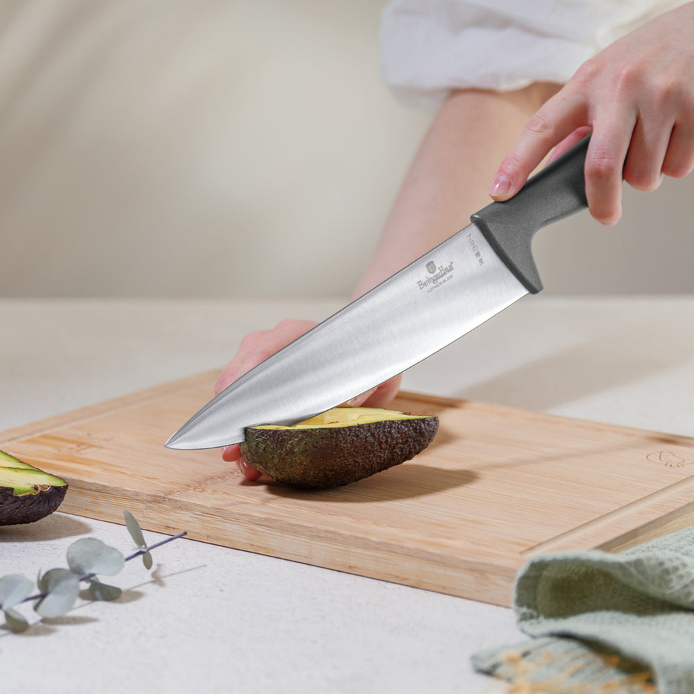 BerlingerHaus Knife Block Matte Anthracite 6-piece - Chef's Knife, Bread Knife, Santoku Knife, Paring Knife & Peeling Knife