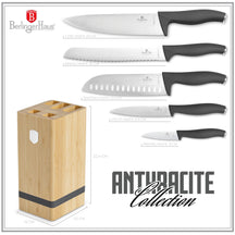 BerlingerHaus Knife Block Matte Anthracite 6-piece - Chef's Knife, Bread Knife, Santoku Knife, Paring Knife & Peeling Knife