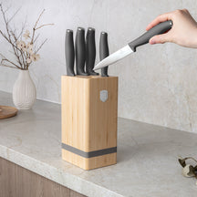 BerlingerHaus Knife Block Matte Anthracite 6-piece - Chef's Knife, Bread Knife, Santoku Knife, Paring Knife & Peeling Knife