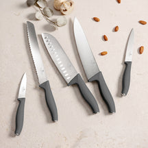 BerlingerHaus Knife Block Matte Anthracite 6-piece - Chef's Knife, Bread Knife, Santoku Knife, Paring Knife & Peeling Knife