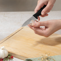 BerlingerHaus Bloque de cuchillos Negro Roségold 6 piezas - Cuchillo de chef, cuchillo de pan, cuchillo Santoku, cuchillo de oficina y cuchillo pelador