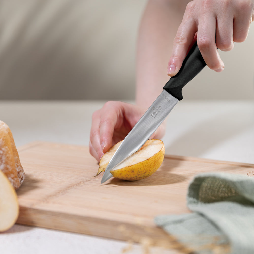 BerlingerHaus Bloque de cuchillos Negro Roségold 6 piezas - Cuchillo de chef, cuchillo de pan, cuchillo Santoku, cuchillo de oficina y cuchillo pelador