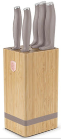 BerlingerHaus Bloque de cuchillos Taupe 6 piezas - Cuchillo de chef, Cuchillo de pan, Cuchillo Santoku, Cuchillo de oficina & Cuchillo pelador
