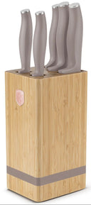 BerlingerHaus Bloque de cuchillos Taupe 6 piezas - Cuchillo de chef, Cuchillo de pan, Cuchillo Santoku, Cuchillo de oficina & Cuchillo pelador