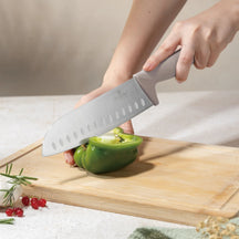 BerlingerHaus Knife Set with Magnetic Knife Strip Acacia Wood Taupe - 6-piece - Chef's Knife, Bread Knife, Santoku Knife, Paring Knife & Peeling Knife