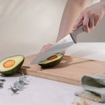 BerlingerHaus Knife Set with Magnetic Knife Strip Acacia Wood Taupe - 6-piece - Chef's Knife, Bread Knife, Santoku Knife, Paring Knife & Peeling Knife
