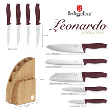 BerlingerHaus Knife Block Matte Bordeaux 10-Piece - Chef's Knife, Bread Knife, Santoku Knife, Paring Knife, Peeling Knife & 4 Steak Knives