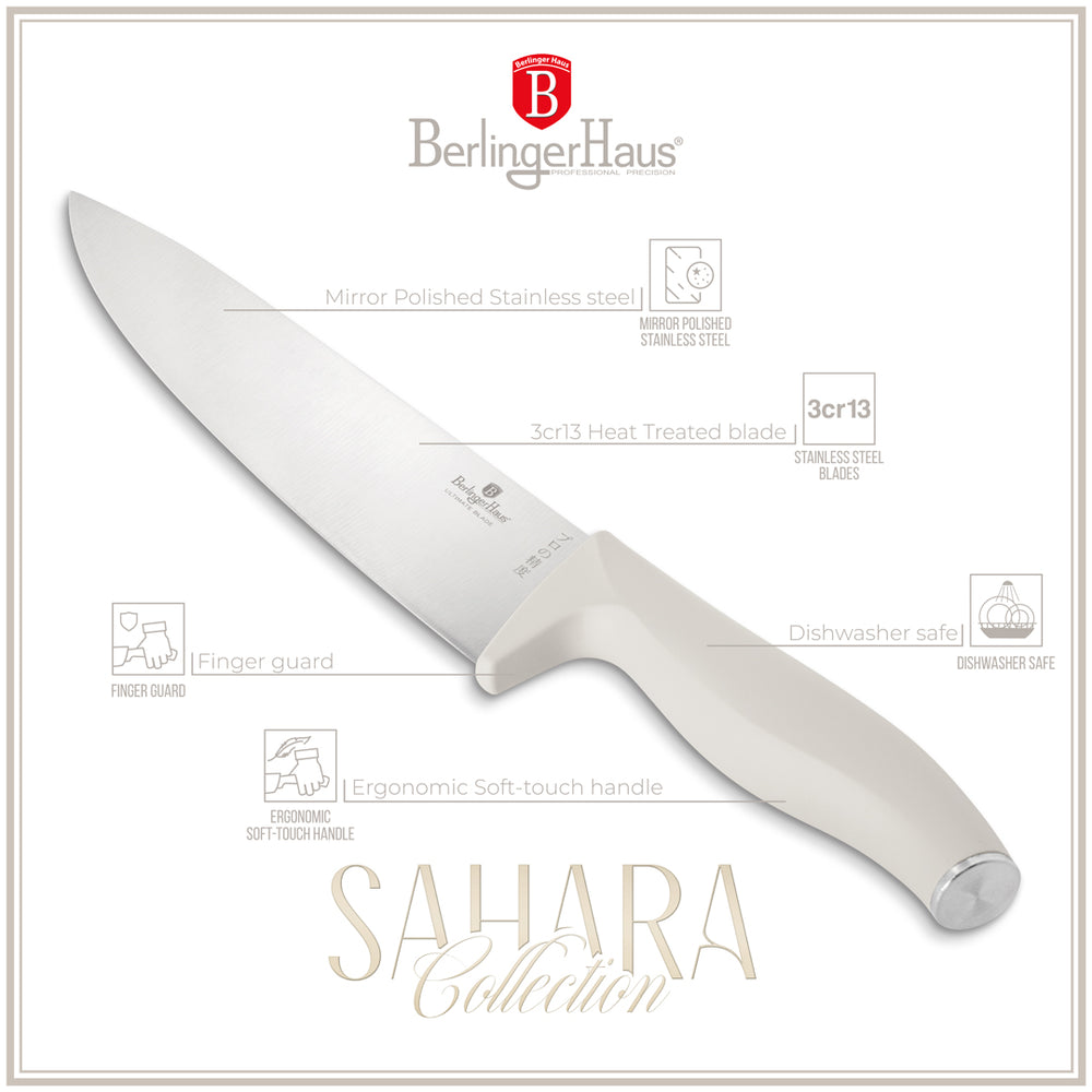BerlingerHaus Bloque de Cuchillos Mate Crema 10 Piezas - Cuchillo de Chef, Cuchillo de Pan, Cuchillo Santoku, Cuchillo de Oficina, Cuchillo Pelador & 4 Cuchillos de Carne