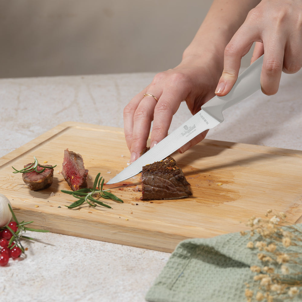 BerlingerHaus Bloque de Cuchillos Mate Crema 10 Piezas - Cuchillo de Chef, Cuchillo de Pan, Cuchillo Santoku, Cuchillo de Oficina, Cuchillo Pelador & 4 Cuchillos de Carne