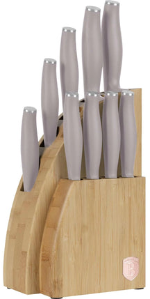 BerlingerHaus Knife Block Taupe 10-piece - Chef's Knife, Bread Knife, Santoku Knife, Paring Knife, Peeling Knife & 4 Steak Knives