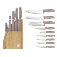 BerlingerHaus Knife Block Taupe 10-piece - Chef's Knife, Bread Knife, Santoku Knife, Paring Knife, Peeling Knife & 4 Steak Knives