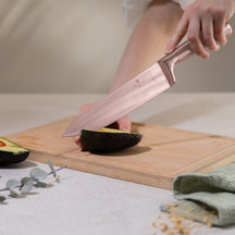 BerlingerHaus Knife Block Rose Gold 6-Piece - Chef's Knife, Bread Knife, Santoku Knife, Paring Knife & Peeling Knife