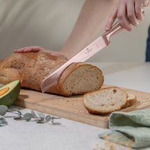 BerlingerHaus Knife Block Rose Gold 6-Piece - Chef's Knife, Bread Knife, Santoku Knife, Paring Knife & Peeling Knife