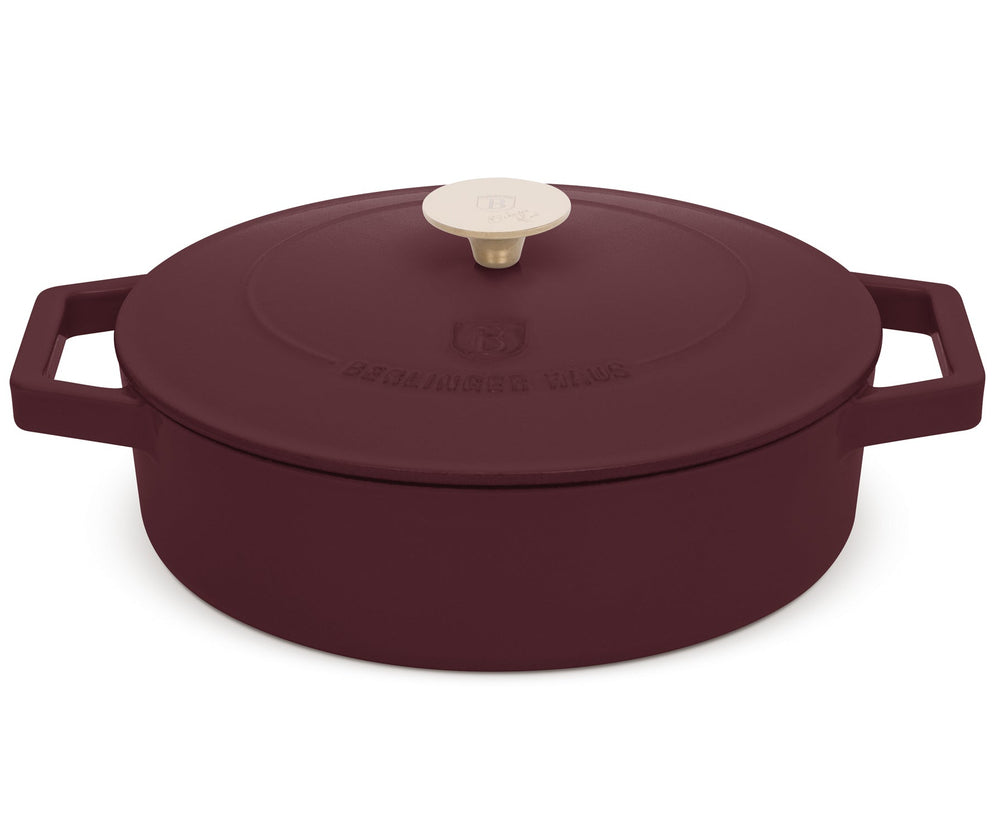 Berlinger Haus Sauté Pan / Sauté Pan Matte Bordeaux - Cast Iron - ø 26 cm - suitable for all heat sources - enamelled non-stick coating