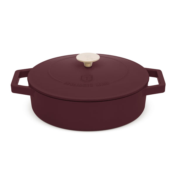 BerlingerHaus Sauté Pan Matte Bordeaux - Cast Iron - ø 26 cm - Suitable for All Heat Sources - Enameled Non-Stick Coating
