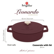 BerlingerHaus Sauté Pan Matte Bordeaux - Cast Iron - ø 26 cm - Suitable for All Heat Sources - Enameled Non-Stick Coating